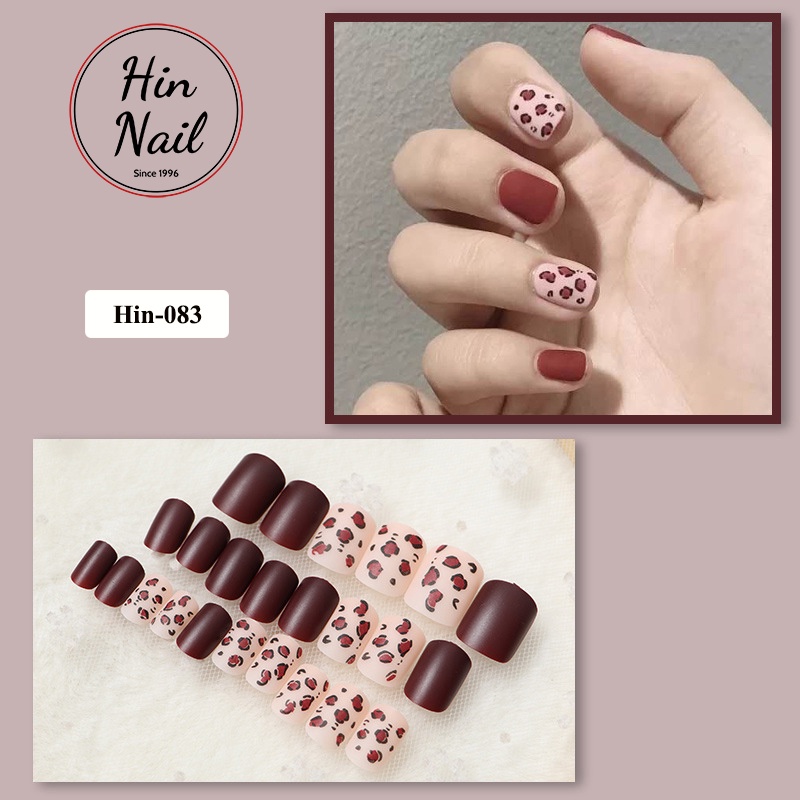 Bộ 24 móng tay giả kèm keo Hin Nail nail box 3D nghệ thuật