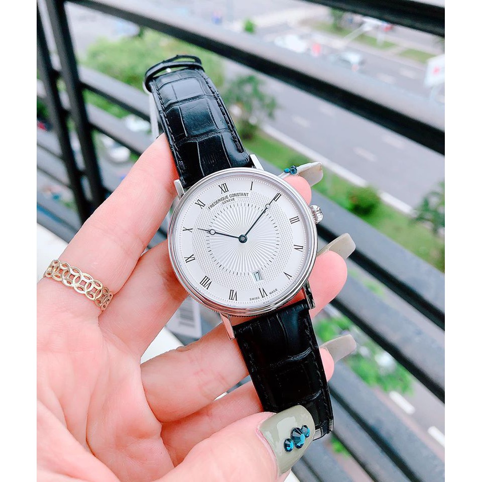 Đồng hồ Nam Frederique Constant FC-306MC4S36 Slimline, mặt trắng, dây da, kính shapphire - Máy cơ tự động