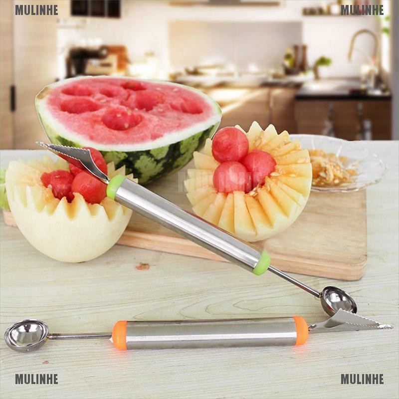 Muỗng Múc Kem Và Trái Cây Hai Đầu Bằng Thép Không Gỉ Mới