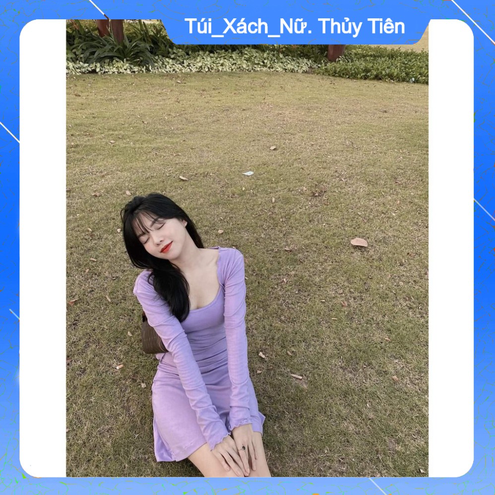 (Giá Gốc) (3 màu) SET ÁO CADIGAN + VÁY 2 DÂY XOÈ HOT - SET VÁY 2 DÂY BODY MIX ÁO CROPTOP DÀI TAY CÚC CÀI TÍM ĐEN XÁM ULZ