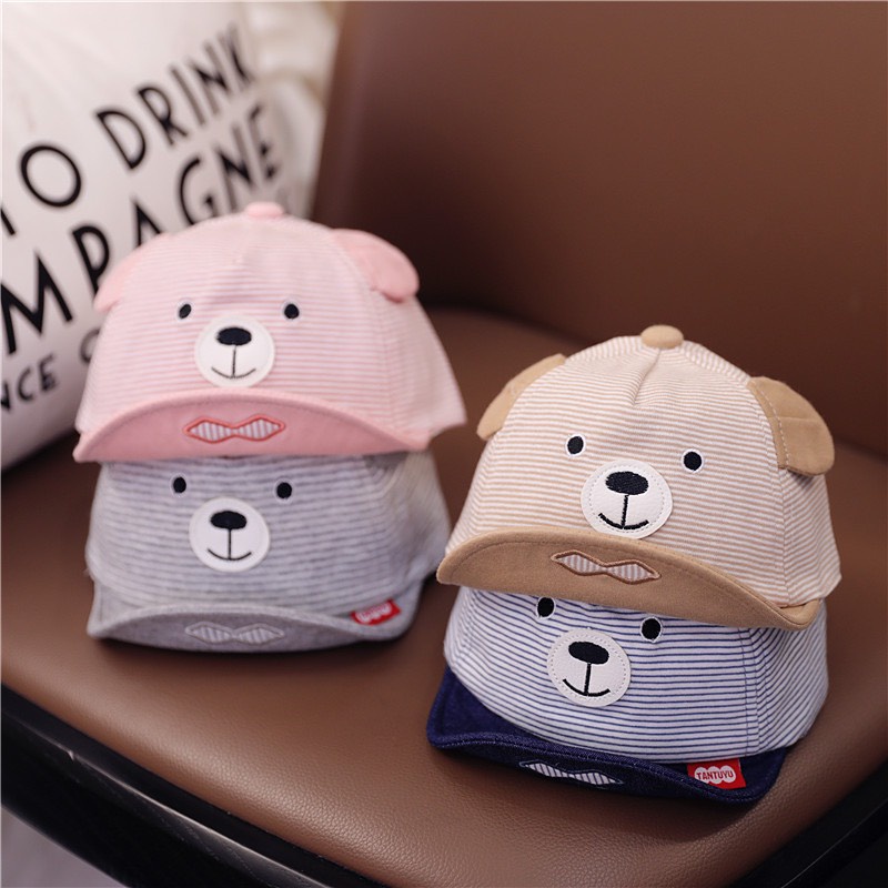 Mũ lưỡi trai kẻ sọc HÌNH GẤU cho bé (4tháng - 2 tuổi)