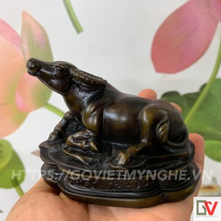 [Tượng con trâu] Tượng đá con trâu trang trí tượng Trâu phong thủy - Chiều cao 8cm - Màu nâu đen - Đá Composite
