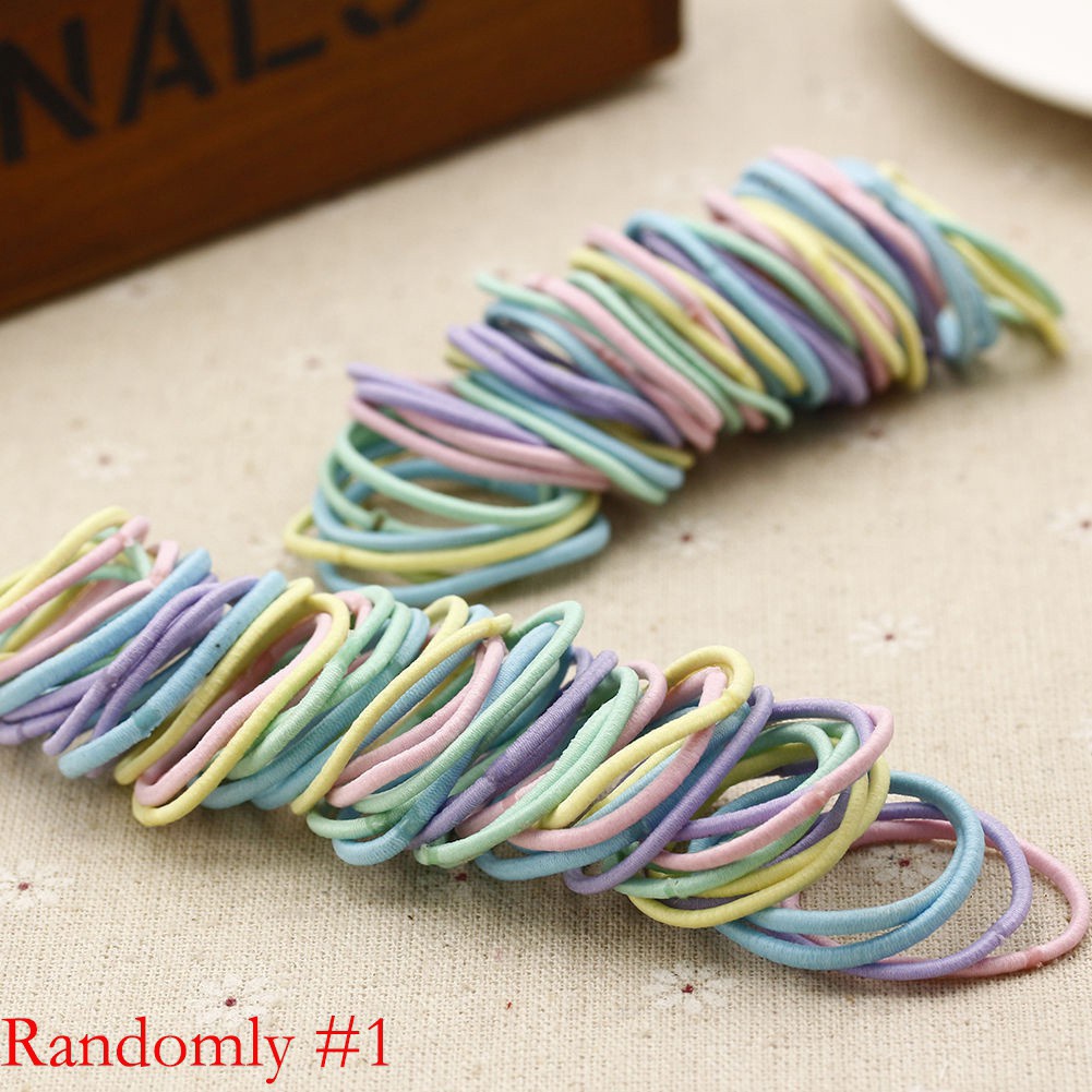 Bộ 50 Dây Buộc Tóc Cao Su Nylon Co Giãn Màu Kẹo Ngọt Dành Cho Nữ