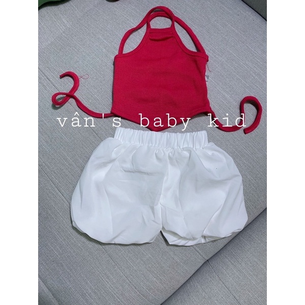 Set áo yếm quần bí bé gái