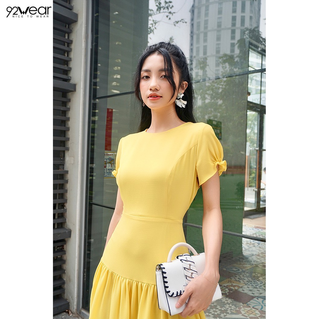 Đầm váy nữ công sở 92WEAR dáng xòe ngắn tay đuôi cá DEW0171 | BigBuy360 - bigbuy360.vn