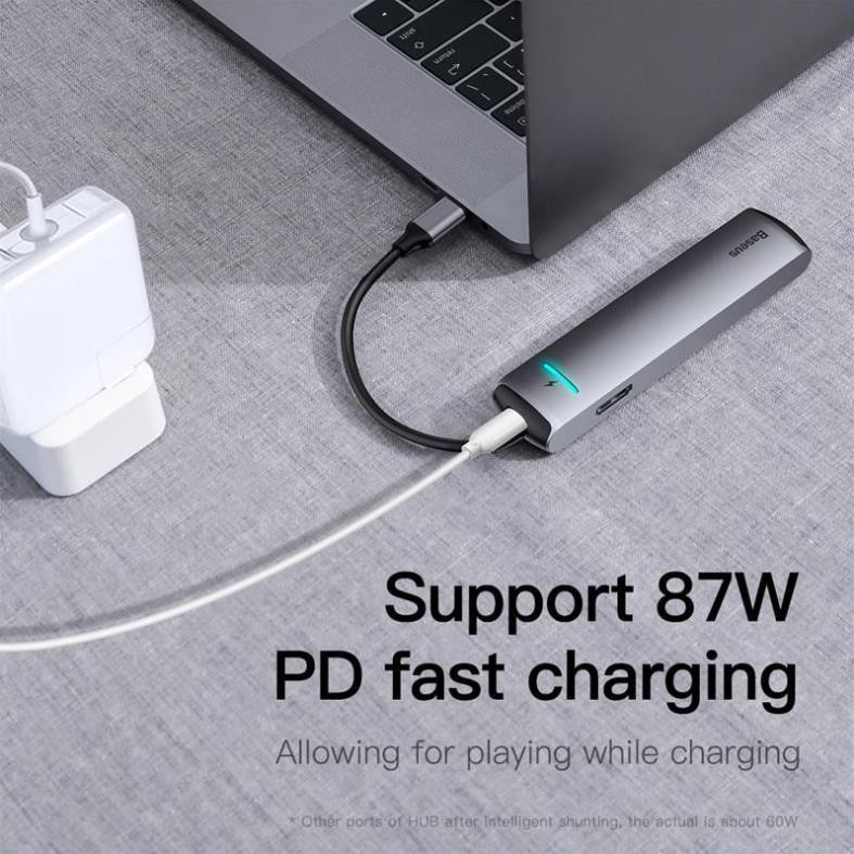 HUB Đa Năng Baseus 6 In 1 USB 3.0 RJ45 Carder Đầu Đọc OTG Adapter Cho MacBook Pro - HUB Splitter Huawei Matebook