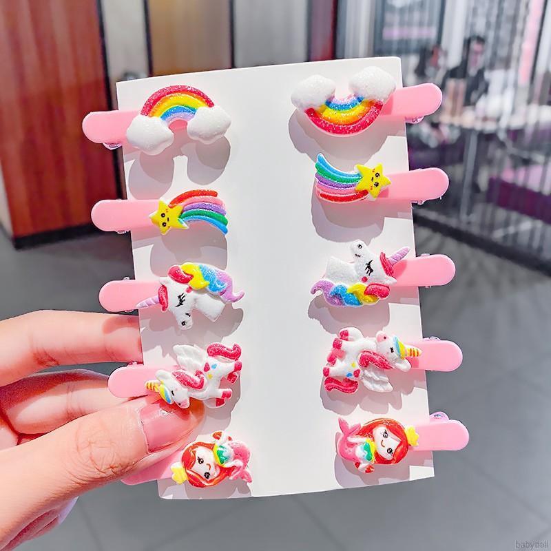 Baby Girls Hair Clip Cute Bow Candy Color Resin Fruit Hairpin Hair Accessories 10 Piece Set