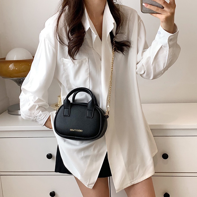 Túi Đeo Chéo Dây Xích Có Khóa Kéo Nhỏ Gọn Phong Cách Hàn Quốc Cho Nữ