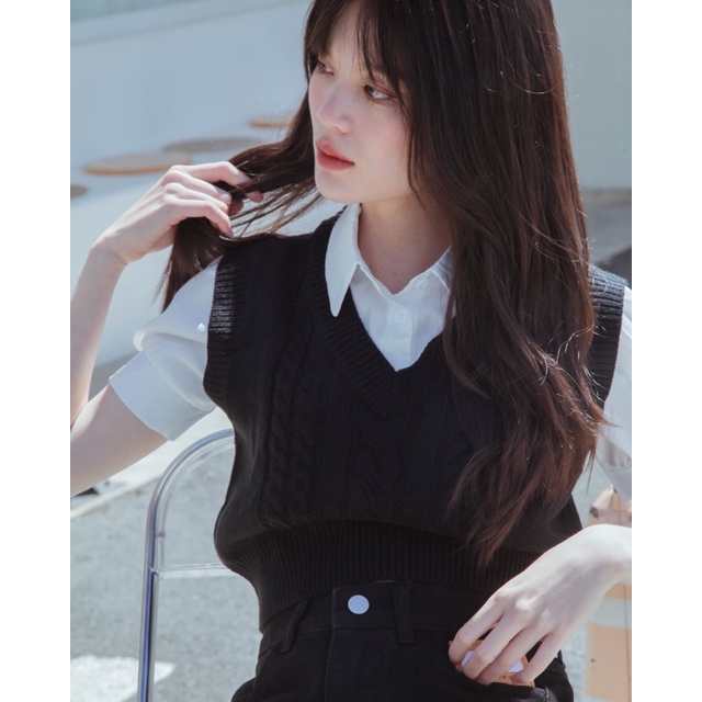Áo Gile Twistes Cropped Knitwear Vest