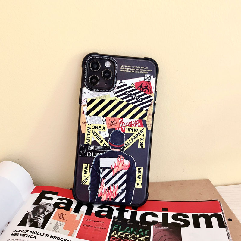 Speed Bump Label Luxury Brand Off-White Phone Case iPhone 7 8 Plus X XS MAX XR Pro max SE 2020 11 Pro Max Cover Fashion Soft TPU Casing iPhone 12 Pro Max 12 Mini