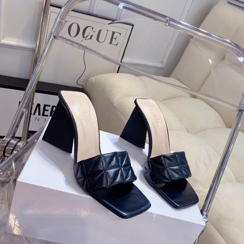 Guốc cao gót quai bản chần chỉ gót tam giá 9p sang xịn mịn