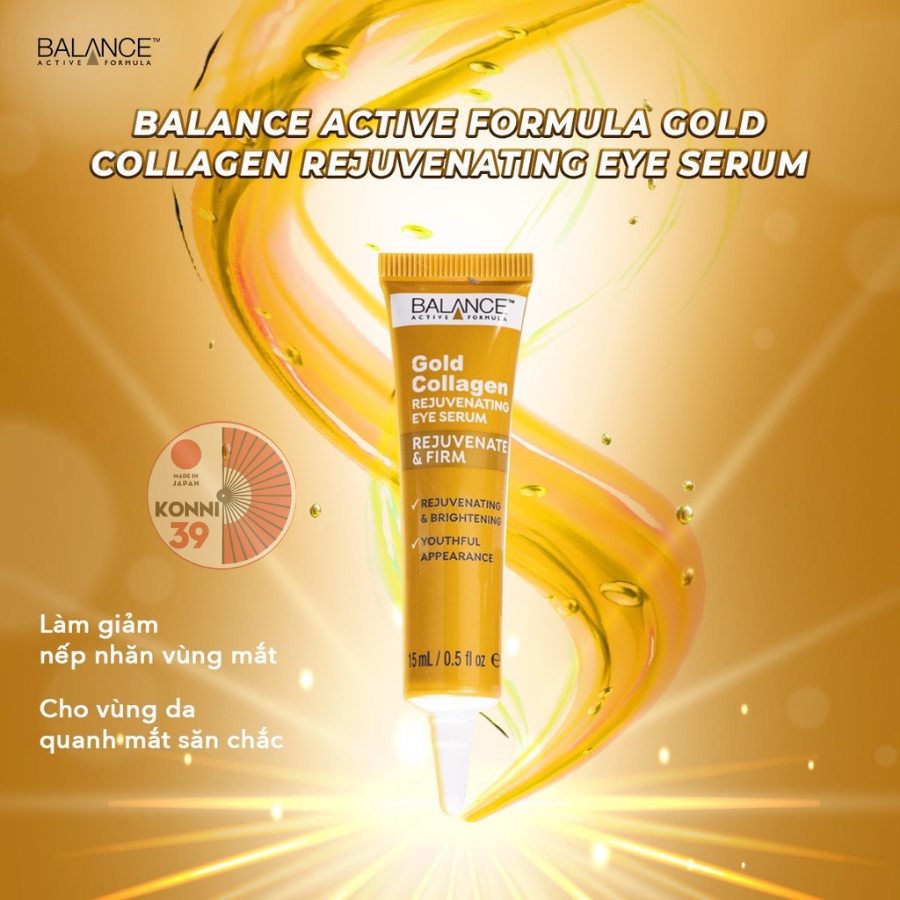 Serum tái tạo và dưỡng da mắt Balance Active Formula Gold Collagen Rejuvenating eye 15ml