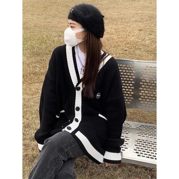 Áo khoác cardigan PSY len basic dáng rộng ulzzang Hàn Quốc