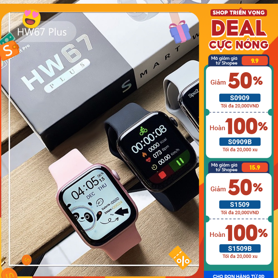 Đồng Hồ Thông Minh Hw67 Plus Bản Thép Màn Hình Tràn Viền Siêu Cân Cảm Ứng Mượt - BẢO HÀNH ĐỔI MỚI