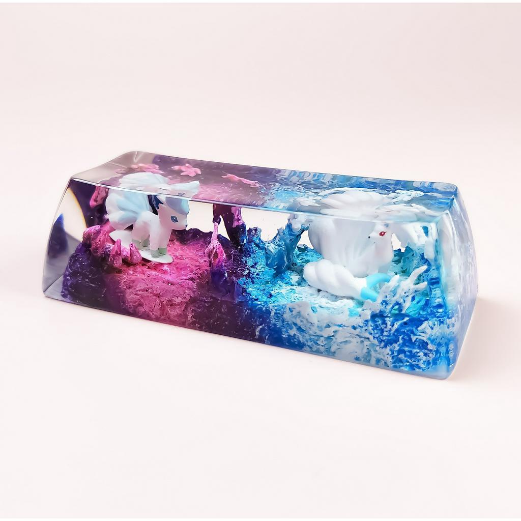 Nút bàn phím Pokemon, nút bàn phím 2.25u, Alolan Vulpix - Shiny Ninetales - keycap 2.25u, POKÉMON Artisan Keycap