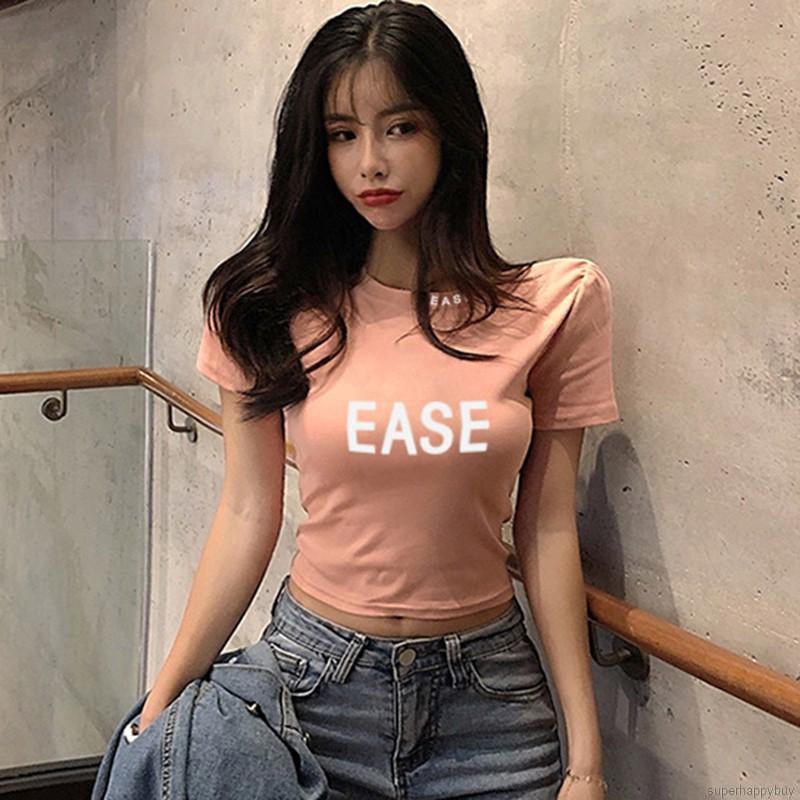 Áo thun nữ tay ngắn in chữ