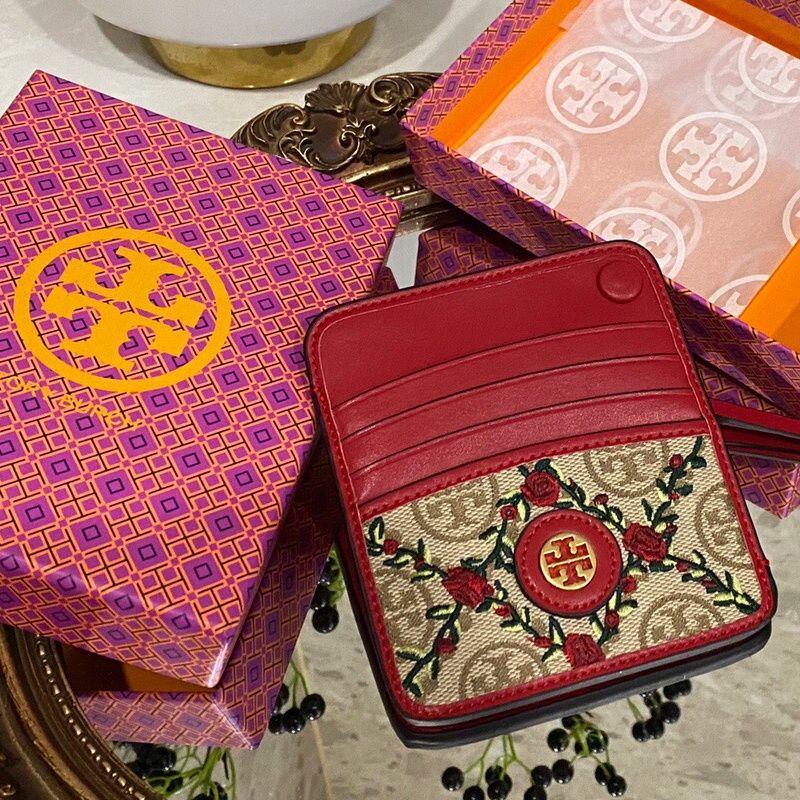 Tb Tory Burch Thêu Vintage Ngắn Ví Ly Hợp Nữ Đựng Thẻ