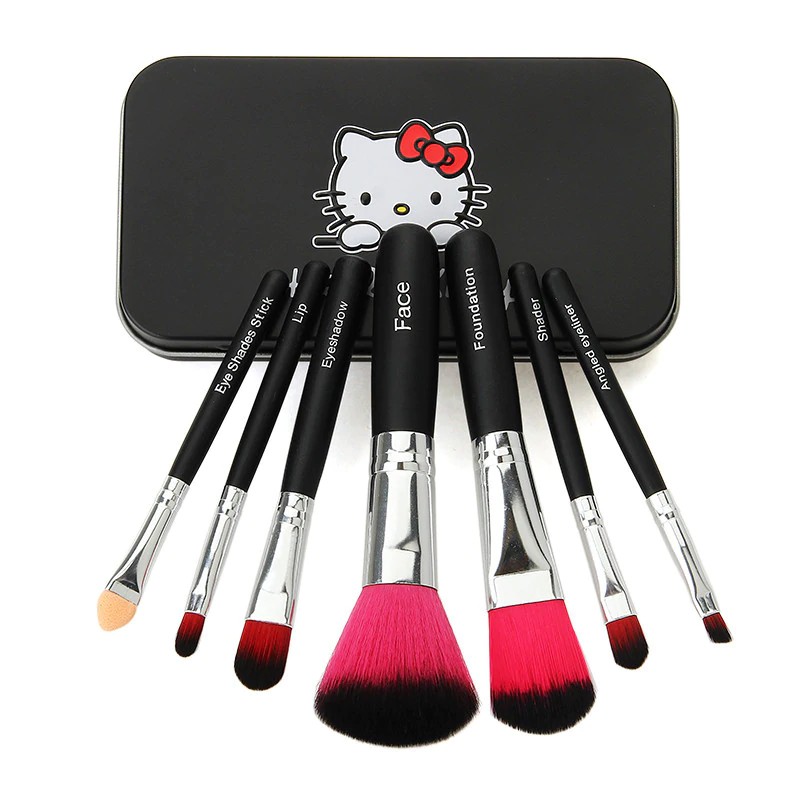 [Hàng mới về] Bộ cọ trang điểm kèm hộp đựng họa tiết Hello Kitty đáng yêu