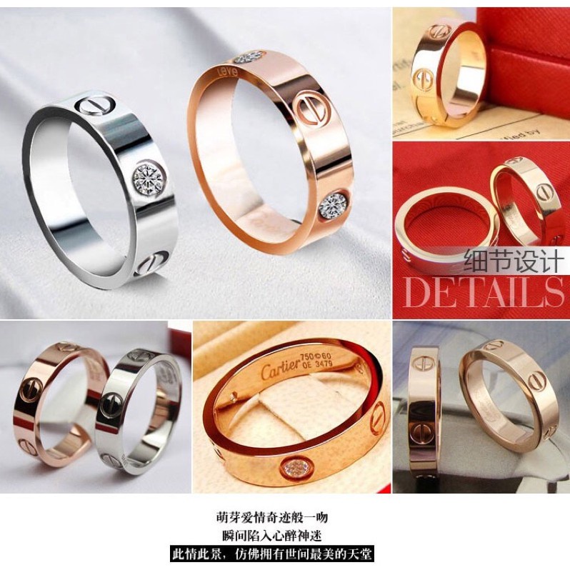 Nhẫn Thép Titan Đính Kim Cương Phong Cách Âu Mỹ Cổ Điển Thời Trang
