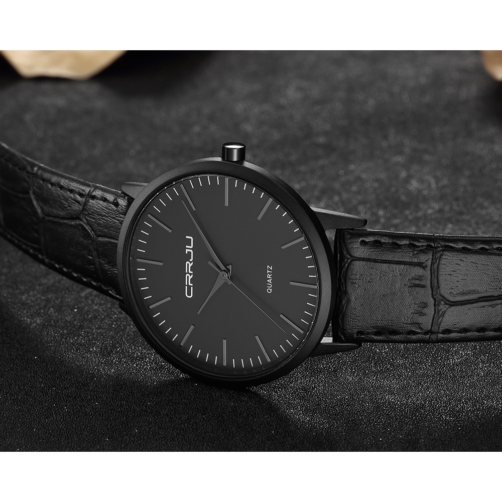 Đồng Hồ CRRJU 2117L Cho Nam Dây Đeo Da Siêu Mỏng Chống Thấm Nước Đơn Giản