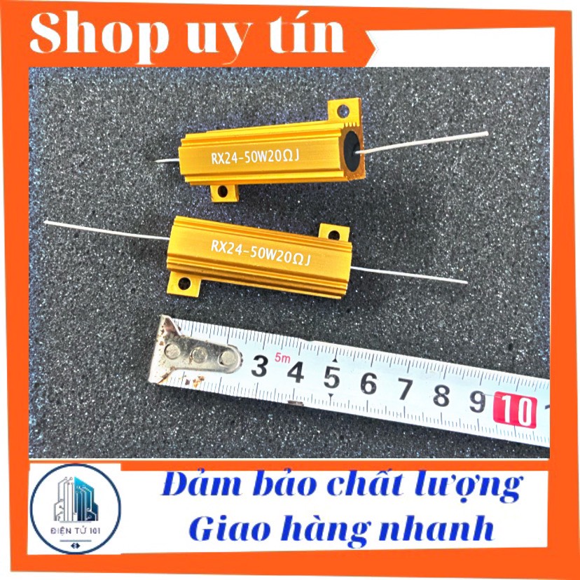 Điện trở nhôm 50 wat 20 ôm hàng đẹp loại 1, điện trở công suất lớn làm phân tần loa
