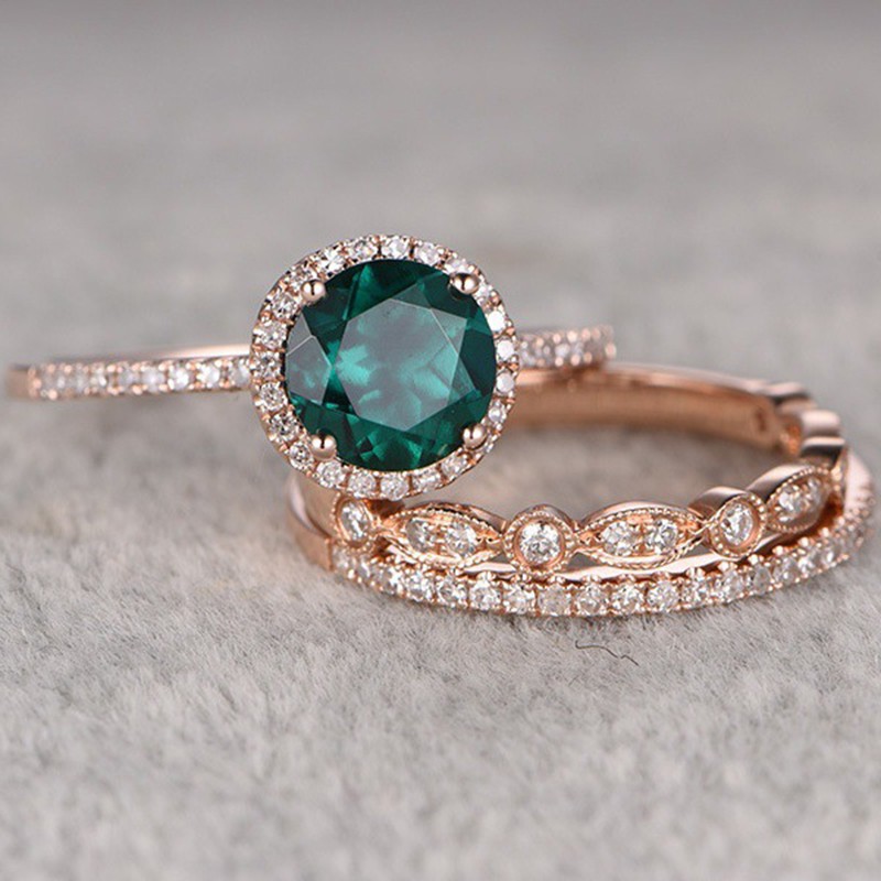Nhẫn thời trang mạ bạc 925 và vàng 18k mặt đính kim cương giả sang trọng