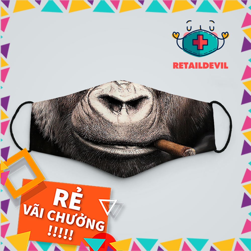 Khẩu Trang Vải Đen Hà Nội SMOKERS_18 RetailDevil Chất Liệu Poly Cotton 100%, Chống Bụi In Họa Tiết 3D Thời Trang