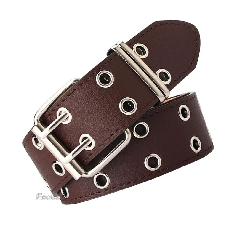 [Fenteer1] Thắt Lưng Da PU Hai Khóa Cài Phong Cách Punk Dành Cho Nam Và Nữ