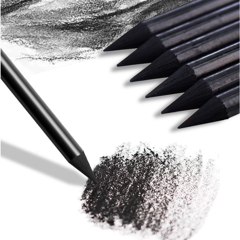 Bút Chì Than Đặc Nguyên Cây Marie's Charcoal - Chì Than Đen Không Vỏ Vẽ Truyền Thần - Ký Họa Chuyên Dụng