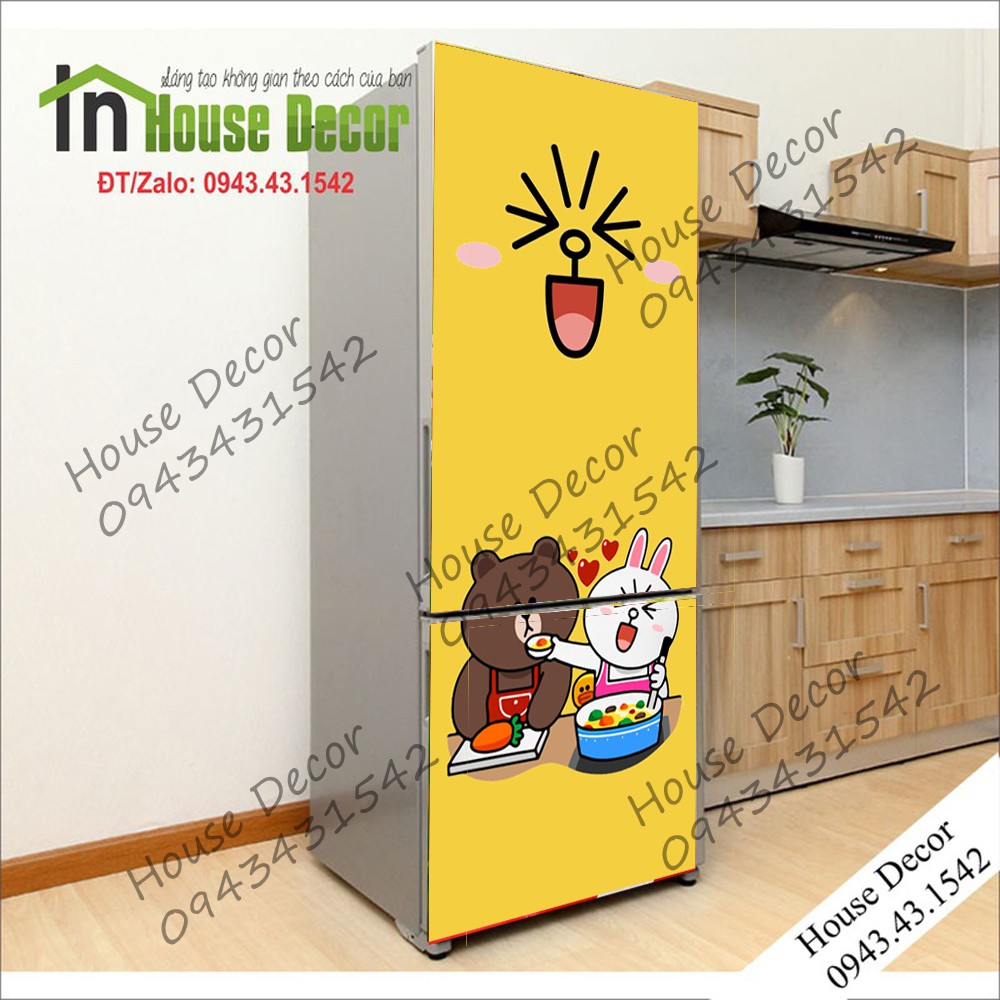 Decal Dán Tủ Lạnh Chống Thấm Nước - Phù Hợp Mọi Loại Tủ - Gấu Brown - Ms 102