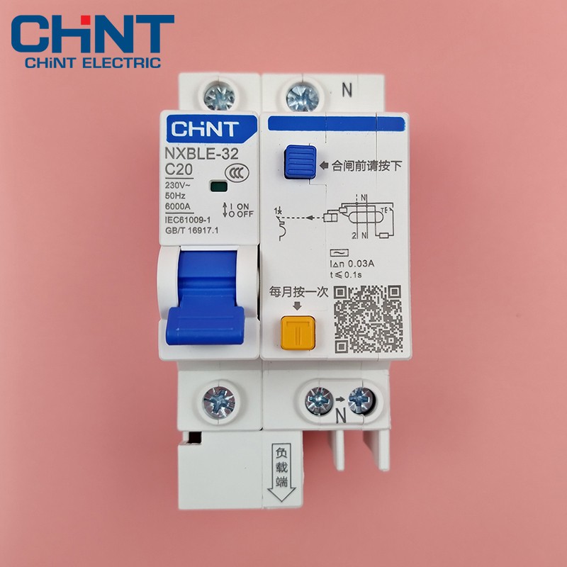 Aptomat chống giật CHINT ELCB cầu dao chống rò điện CB NXBLE-32 NXBLE-63 1P+N 16A 20A 25A 32A 40A 63A