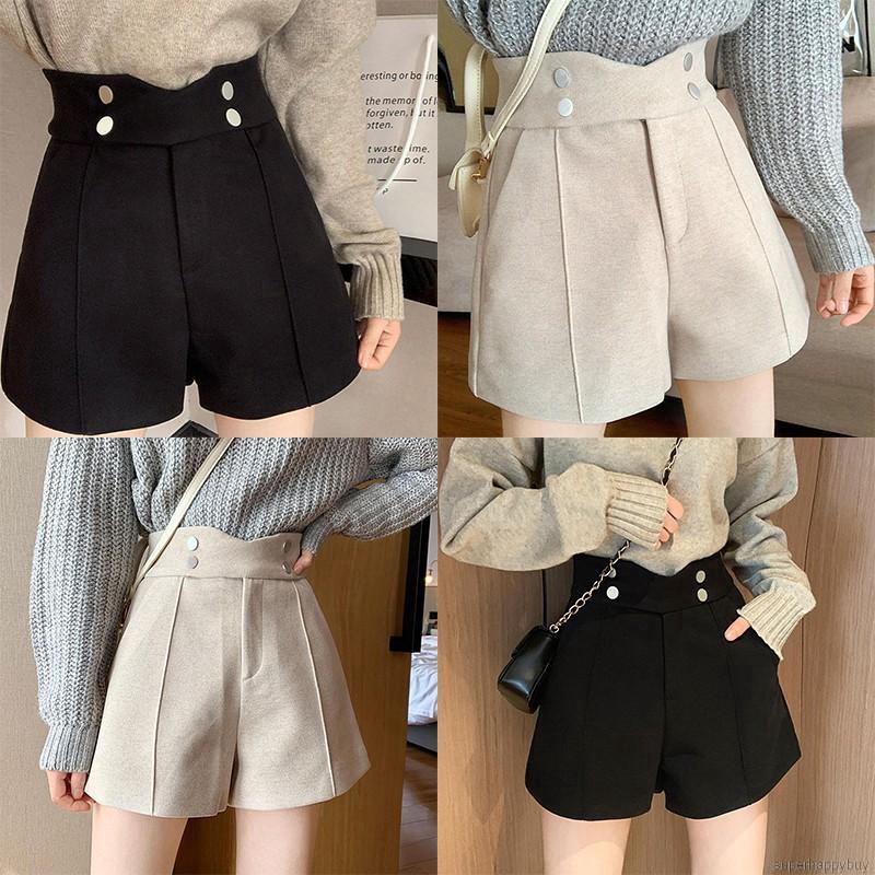 Quần Short Nữ Lưng Cao Ống Rộng