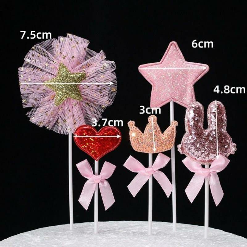 Set topper tai thỏ nhũ đáng yêu trang trí bánh kem, bánh sinh nhật, bánh gato  - Nhotimshop