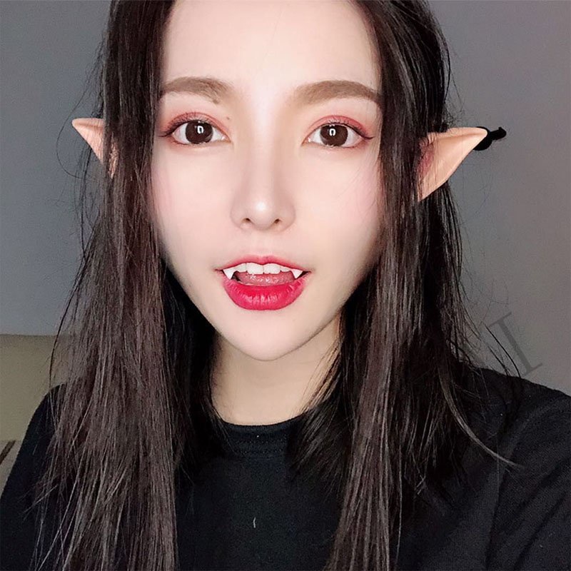 1 Cặp Bông Tai Elf Giả Bằng Latex Mềm Mại Dùng Hóa Trang Halloween / Giáng Sinh