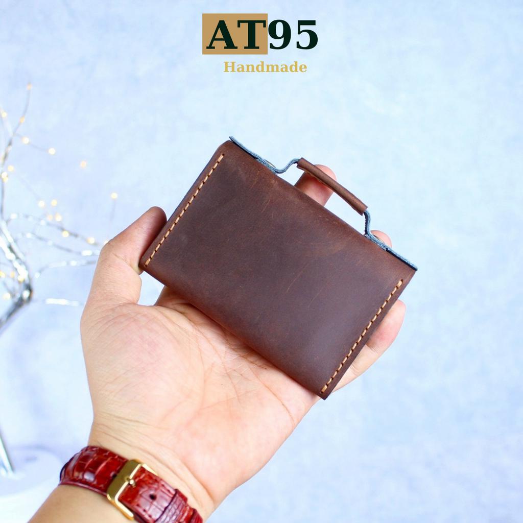 Ví cặp mini da bò thật hàng thủ công độc, lạ thương hiệu AT95 HANDMADE