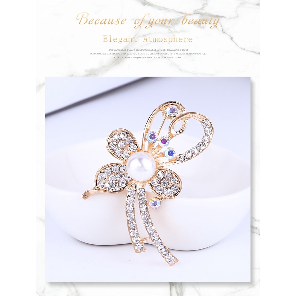 Ghim cài áo hình hoa đính đá pha lê thanh lịch thời trang mùa hè dành cho nữ