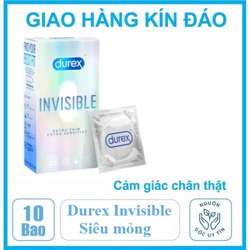 Hộp 10 bao cao su siêu mỏng ddurex Invisible extra thin