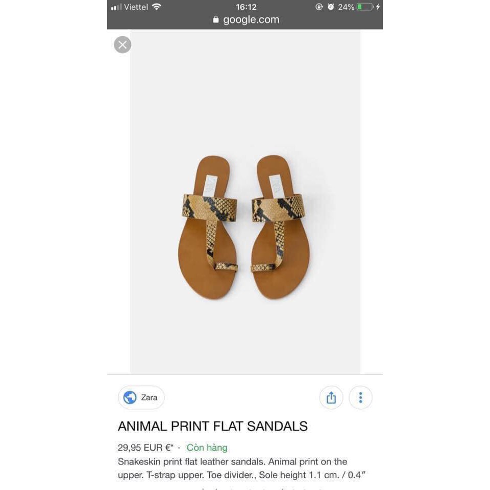 Dép Zara xuất xịn còn duy nhất size 37 !!!