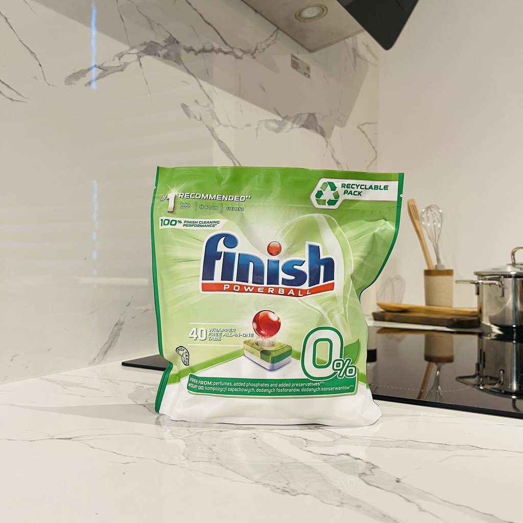 Viên rửa bát Finish All in 1 max Eco 0% 40 viên- nhập khẩu EU, 60% thành phần hữu cơ, an toàn, lành tính