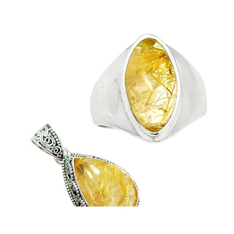 Mặt dây chuyền giọt nước đá tóc vàng, dùng đeo cổ, thanh tẩy năng lượng tiêu cực