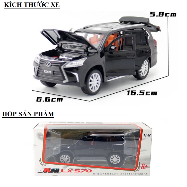 Xe ô tô LX570 tỉ lệ 1:32 màu đen, màu đồng mô hình bằng sắt mở các cửa có đèn và âm thanh