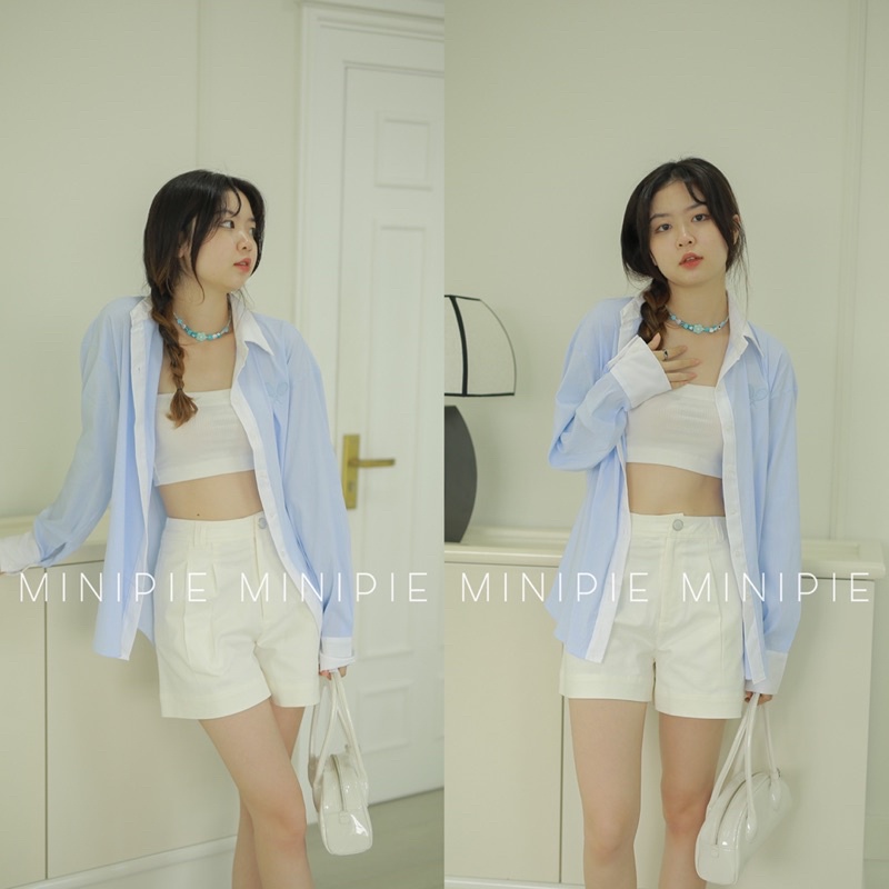 Áo Sơ Mi Striped Blue Tay Dài Form Rộng Thêu Logo Tennis Club