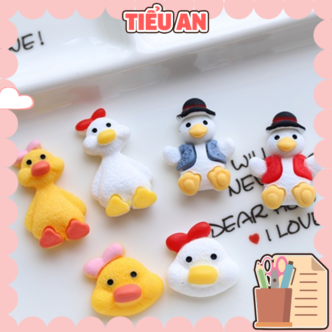 Charm (C44) slime/ Dụng Cụ Charm Trang Trí [Ko Keo &amp; Nút] Hình Chú Vịt và Mặt Bé Thú Đáng Yêu