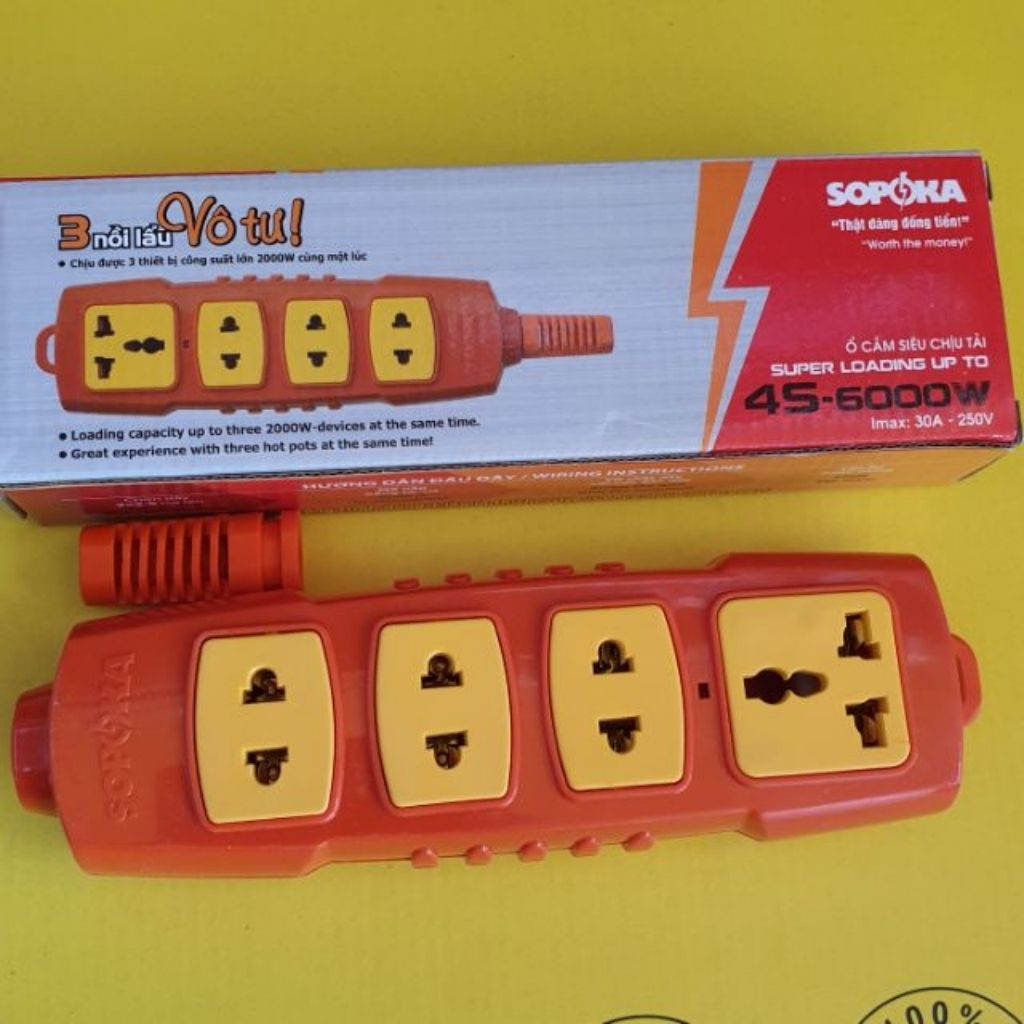 Ổ cắm điện công suất cao 4 lổ, 3 lỗ - chống cháy ,chống vỡ- ổ cắm điện công nghiệp - 6000W