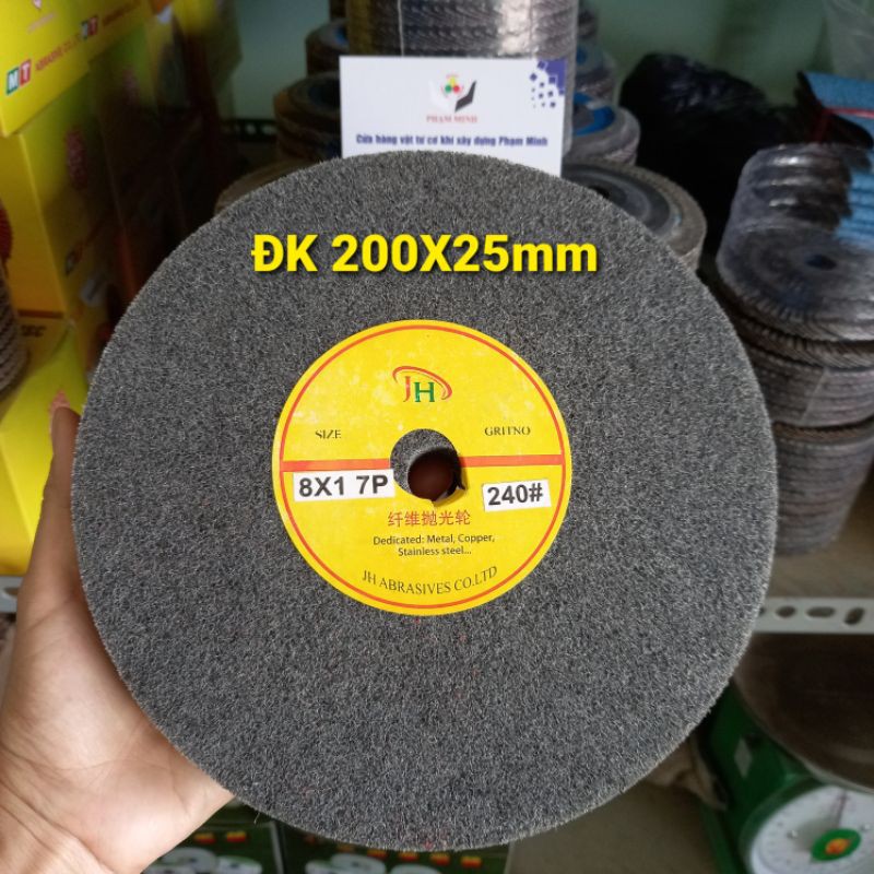 Bánh nỉ xám đánh bóng hiệu JH 200x25x16mm(8x1&quot;)