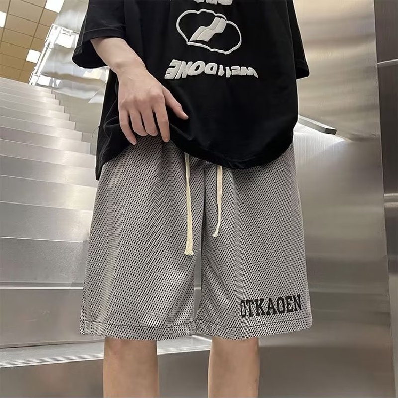 Quần Short Dáng Rộng Lưng Thun Co Giãn Tốt In Chữ Cỡ Lớn M-2XL Thời Trang Cá Tính Cho Nam