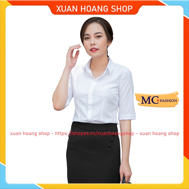 Áo Sơ Mi Trắng Nữ Công Sở Đẹp Mc Fashion, Tay Cộc, Dài, Lửng, Lỡ, Size Đủ, Chất Vải Mát, Co Giãn Nhẹ, A0074