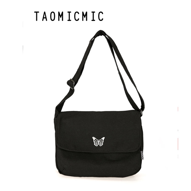 Túi tote canvas đeo chéo giá rẻ trơn vải mềm đi học LUVADO TX763