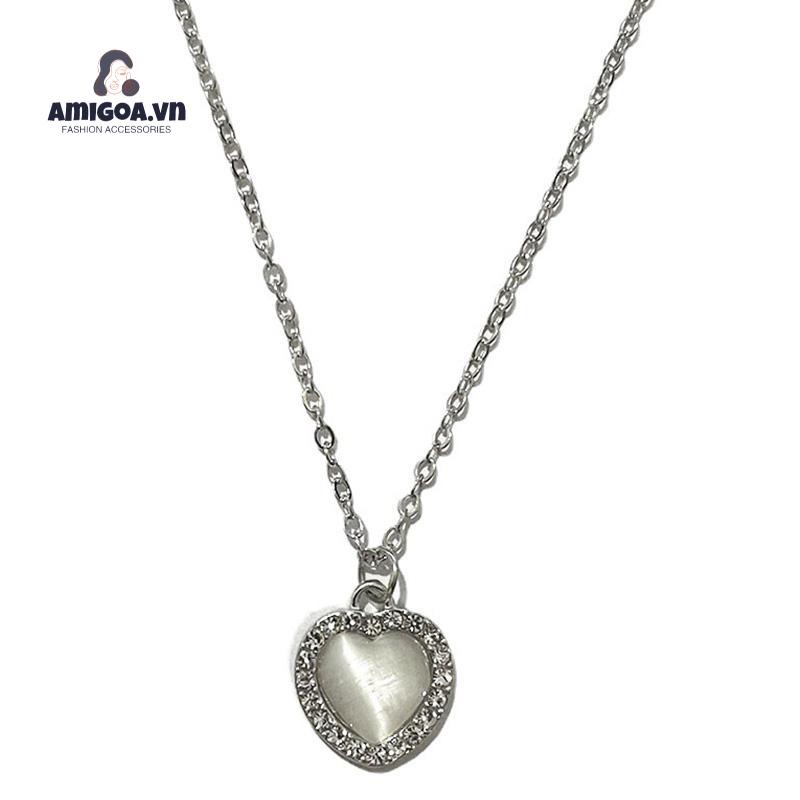 ✨✨Vòng cổ Mặt Trái Tim Đính Đá Opal Phong Cách Hàn Quốc Thời Trang Cho Nữ