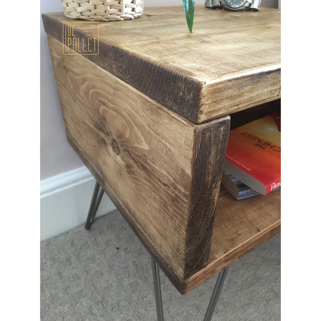 Bàn Gỗ Tự Nhiên ❤️ DE' PALLET❤️ Tap đầu giường chân sắt Vintage | BigBuy360 - bigbuy360.vn